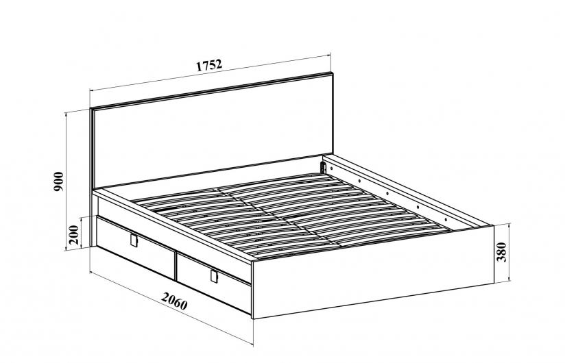 Кровать с ящиками (мисандея стоун) Анастасия АН-22К (2000x1600) венге луизиана