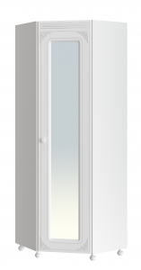 Шкаф угловой Ассоль АС-52К с зеркалом (правый) белое дерево