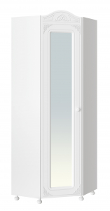 Шкаф угловой с зеркалом Ассоль АС-522К (левый с короной) белое дерево