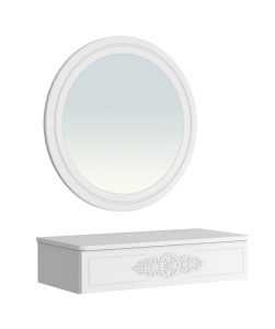 Комплект тумба подвесная с зеркалом АС-69-МБ-42 белое дерево