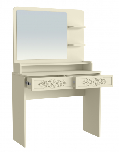 Туалетный столик с зеркалом Ассоль Лайт ТСН-3 ваниль