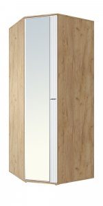 Шкаф угловой Эмилия ЭЛ-17К с зеркалом дуб крафт золотой/меренга