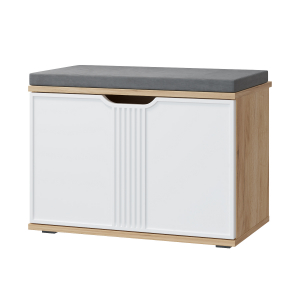 Тумба Эмилия ЭЛ-4К (с подушкой) дуб крафт золотой/меренга