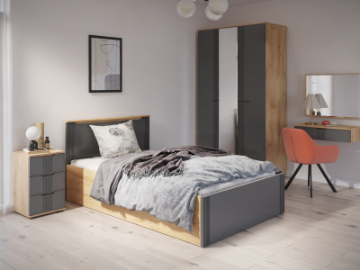 Комплект мебели для спальни Эмилия ЭЛ-011 дуб крафт золотой/графит