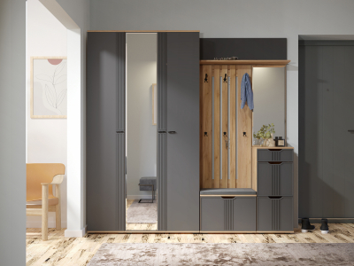 Комплект мебели для прихожей Эмилия ЭЛ-018 дуб крафт золотой/графит