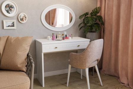 Комплект туалетный столик с зеркалом Монблан МБ-7343 белое дерево