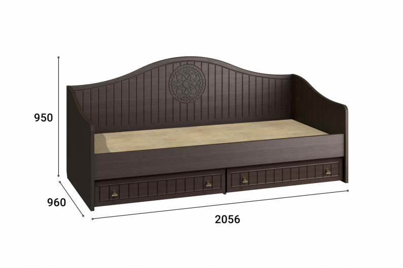 Кровать «Монблан» МБ-64К (2000х900) венге/орех шоколадный