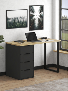 Стол С-400 блэквуд ячменный/черный шагрень/блэк