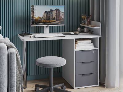 Стол С-405 белый структурный/графит