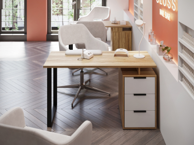 Стол С-406 блэквуд ячменный/меренга (1350*600)