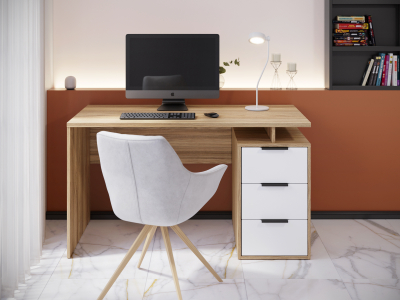 Стол С-407 блэквуд ячменный/меренга (1350*600)