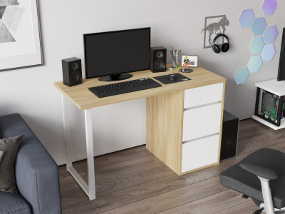 Стол С-411 блэквуд ячменный/меренга (1200х550 белая опора)