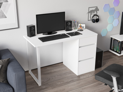 Стол С-411 белый структурный/меренга (1200х550 белая опора)