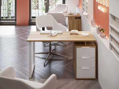 Стол С-416 блэквуд ячменный/меренга (1350*600 белая опора)