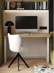 Стол С-600 блэквуд ячменный/каркас белый (1350х600)