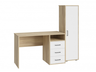 Комплект мебели Оскар ОС-20+ОС-01 блэквуд ячменный/белый структурный