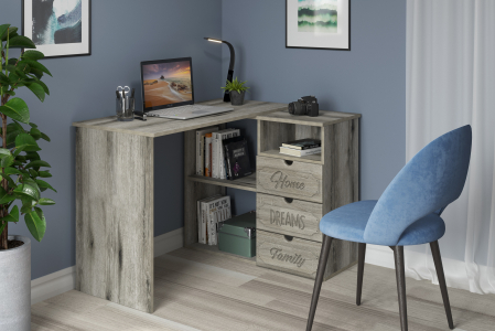 Стол угловой Дримстар ДС-5 дуб эвок/дуб сонома темный