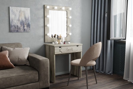 Комплект стол туалетный с зеркалом ДримСтар ДС-008 дуб эвок/дуб сонома темный