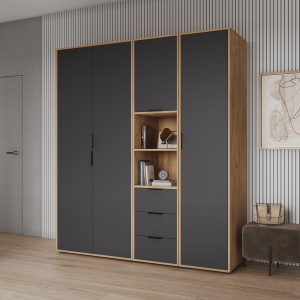 Комплект мебели для прихожей Оптима ОП-106 дуб крафт золотой/графит