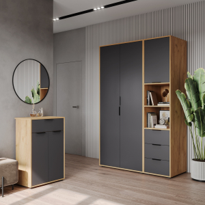 Комплект мебели для прихожей Оптима ОП-109 дуб крафт золотой/графит