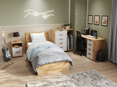 Комплект мебели для спальни Оптима ОП-104 дуб крафт золотой/меренга