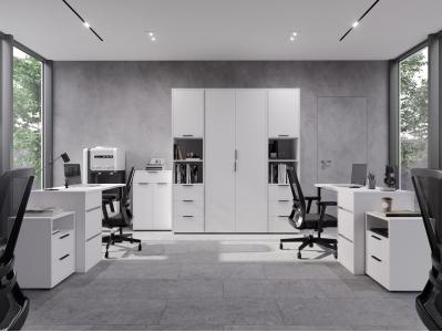 Комплект мебели для офиса Оптима ОП-114 белый структурный/меренга