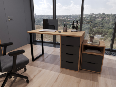 Комплект мебели для офиса Оптима ОП-115 дуб крафт золотой/графит