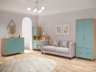 Комплект мебели для гостиной Велламо ВО-102 блэквуд ячменный/бирюза