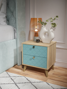 Тумба прикроватная Велламо ВО-01 блэквуд ячменный/бирюза