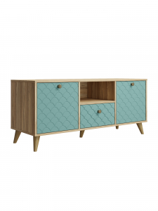 Тумба ТВ Велламо ВО-13 блэквуд ячменный/бирюза