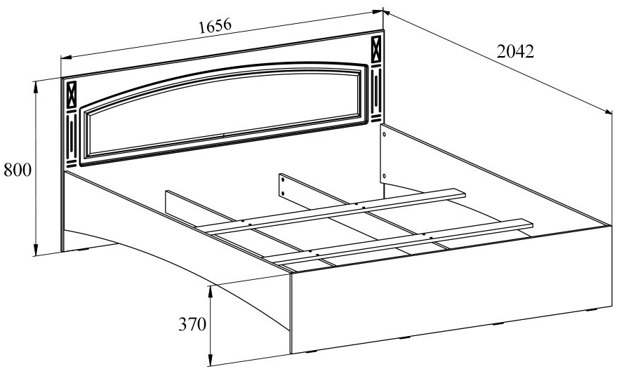 Кровать Элизабет ЭМ-14 (2000x1600) белое дерево