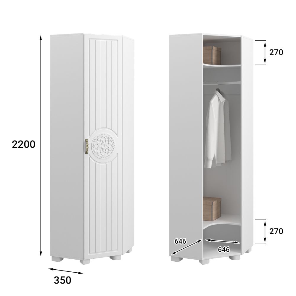 Шкаф угловой «Монблан» МБ-20К белое дерево