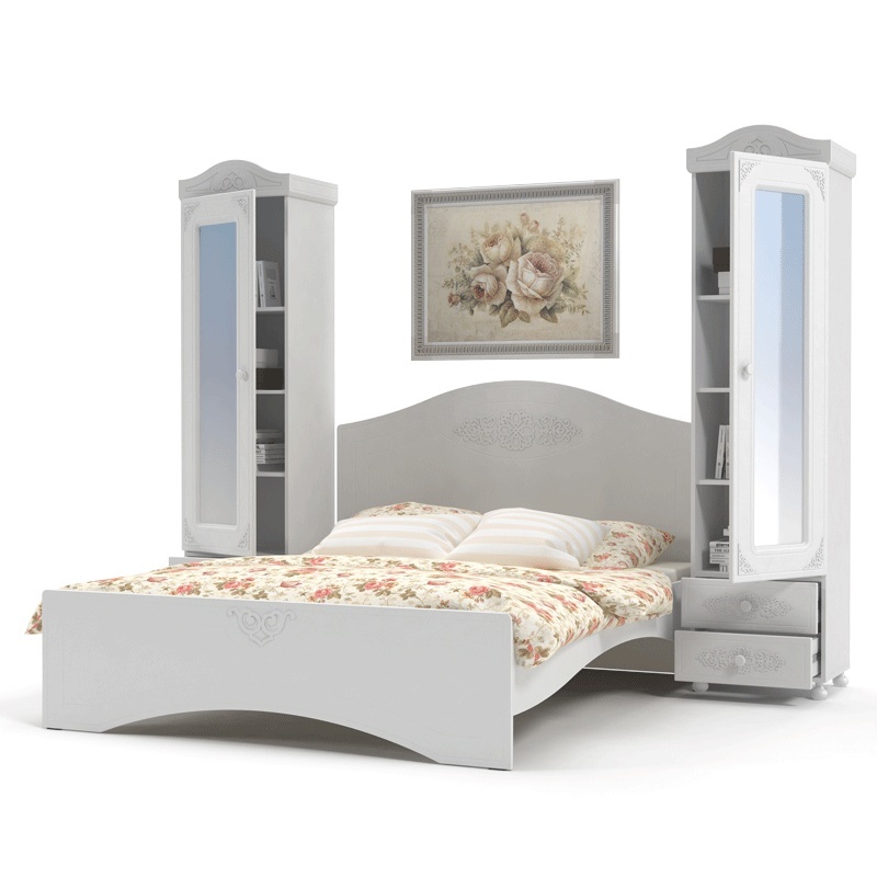 Шкаф-пенал с зеркалом Ассоль АС-1 белое дерево