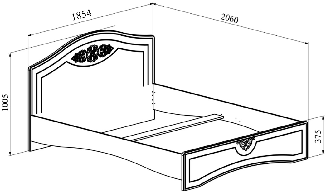 Кровать Ассоль АС-114К (2000x1800) белое дерево