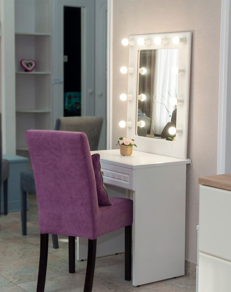 Комплект гримерный столик Монблан 73К белое дерево