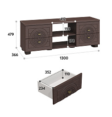 Тумба для ТВ Монблан МБ-39К венге/орех шоколадный