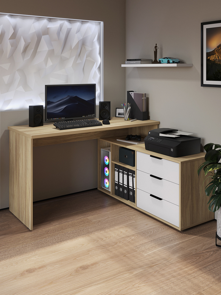 Стол угловой Оптима ОП-22 блэквуд ячменный/меренга