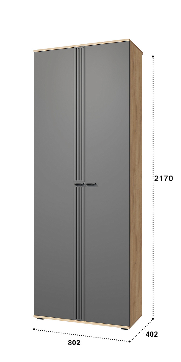 Шкаф для одежды Эмилия ЭЛ-13К глухой дуб крафт золотой/графит