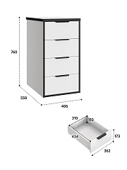 Тумба К-52 белый структурный/меренга/черная кромка