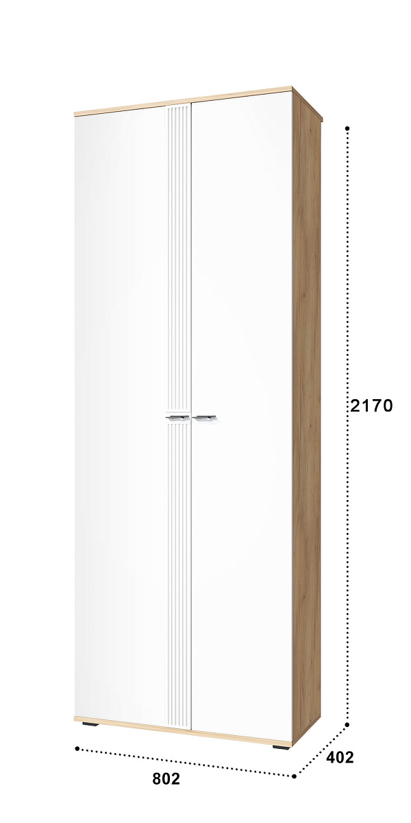 Шкаф для одежды Эмилия ЭЛ-13К глухой дуб крафт золотой/меренга