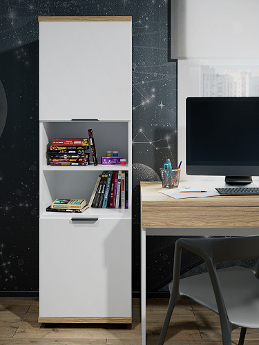 Стеллаж Скайлайт СЛ-4К блэквуд ячменный/белый/меренга