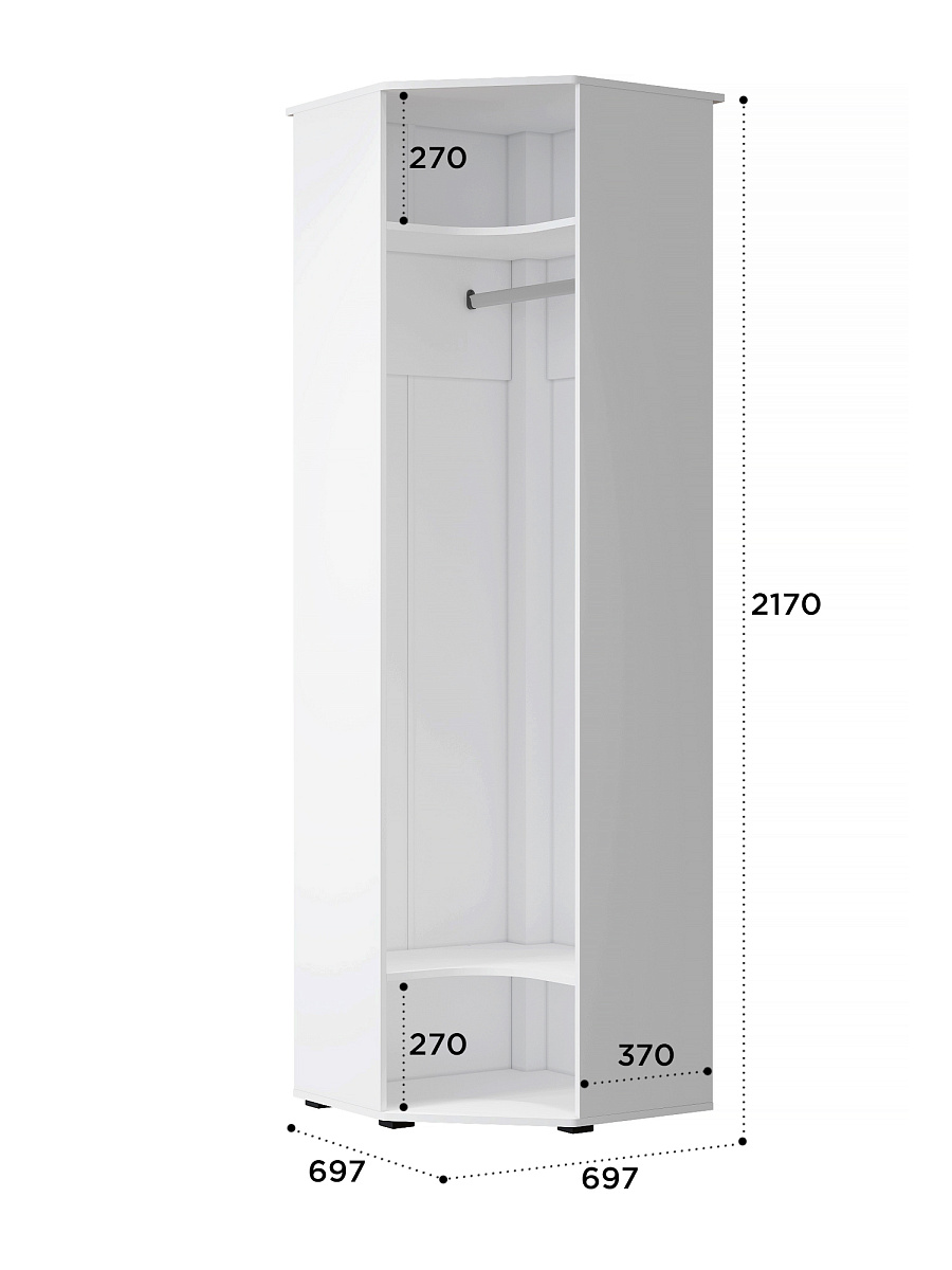 Шкаф угловой Эмилия ЭЛ-14К глухой белый структурный/меренга