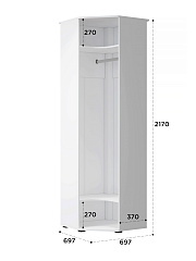 Шкаф угловой Эмилия ЭЛ-14К глухой белый структурный/меренга