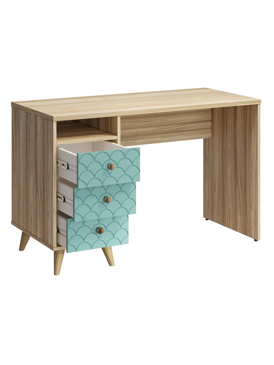 Стол Велламо ВО-18 блэквуд ячменный/бирюза (левый)