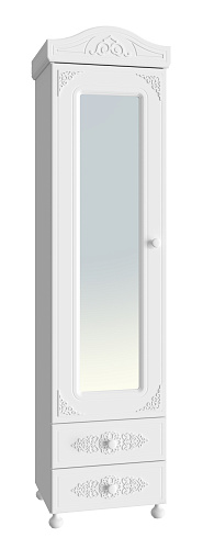 Шкаф-пенал с зеркалом Ассоль АС-1 белое дерево