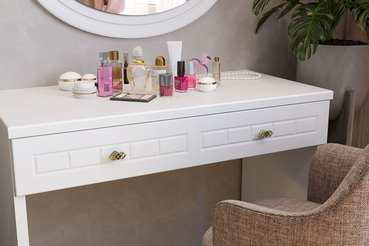 Комплект гримерный столик Монблан 73К белое дерево