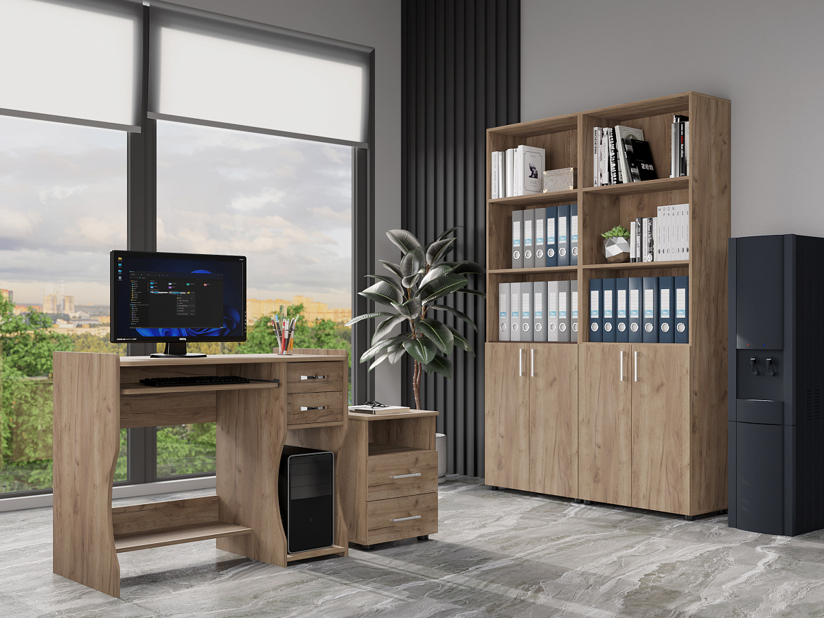 Шкаф-пенал открытый ОФ-301К дуб крафт табачный