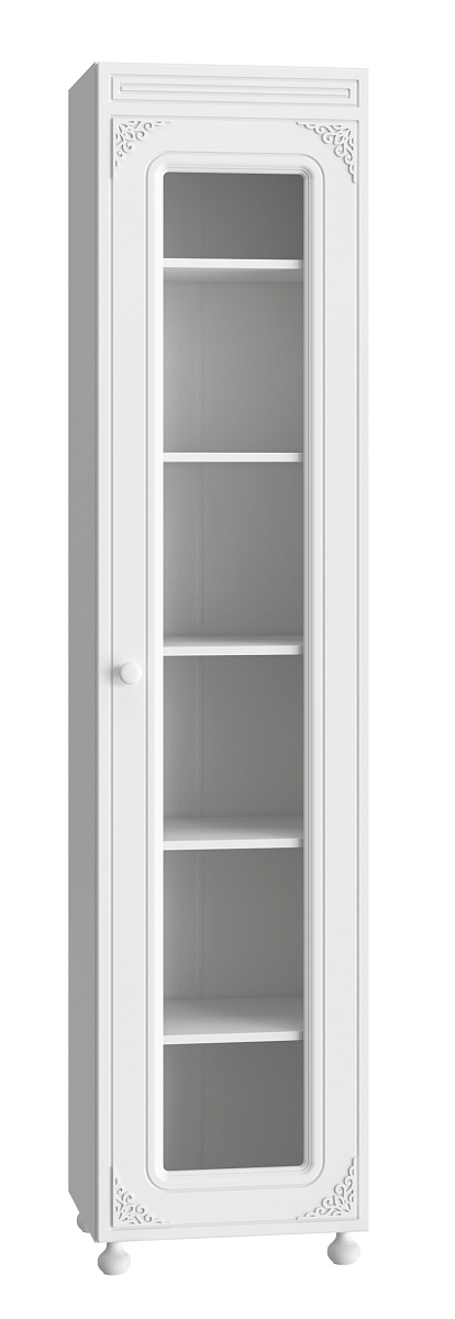 Шкаф Ассоль АС-533К со стеклом (правый) белое дерево