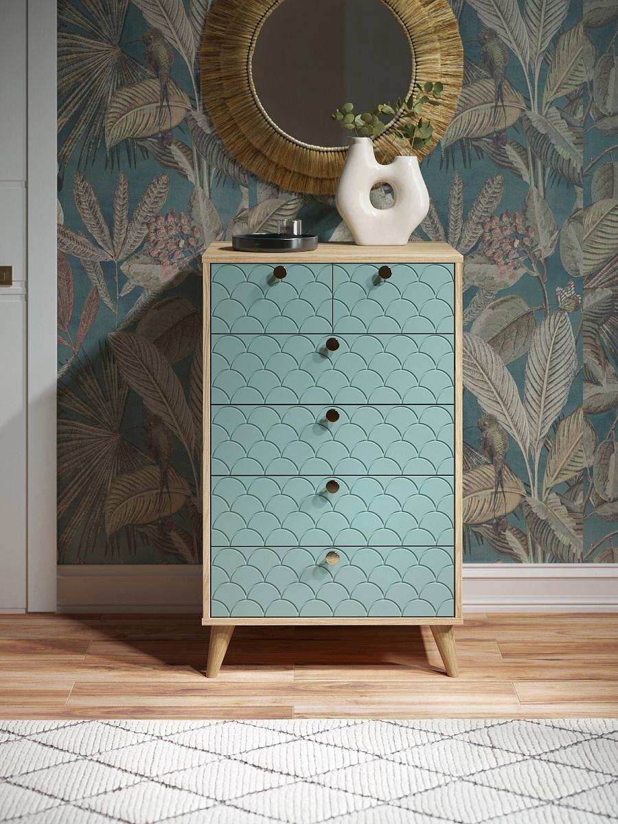 Комод Велламо ВО-02 блэквуд ячменный/бирюза