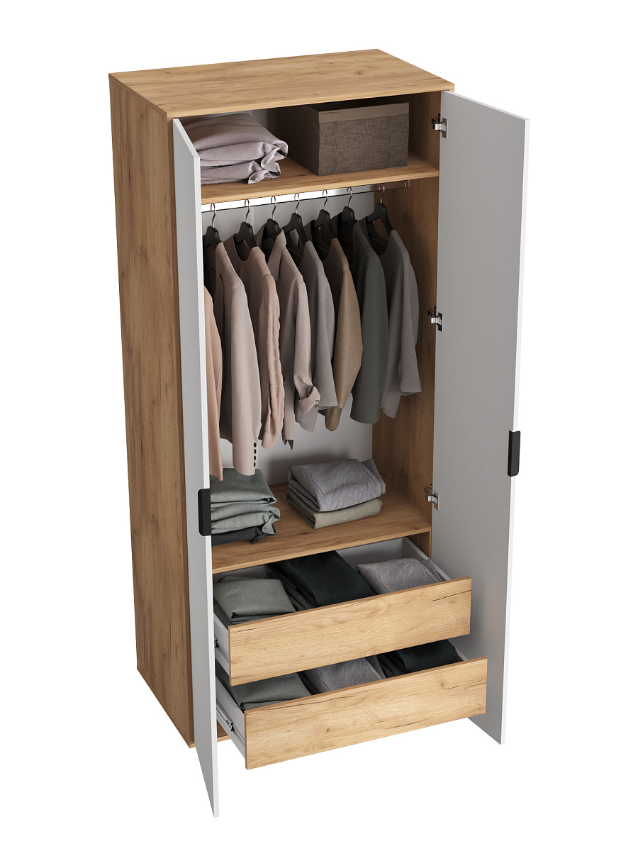 Шкаф для одежды Оптима ОП-14 дуб крафт золотой/меренга